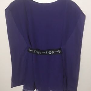 Simply Vera Purple Flowing Top with Jeweled Belt